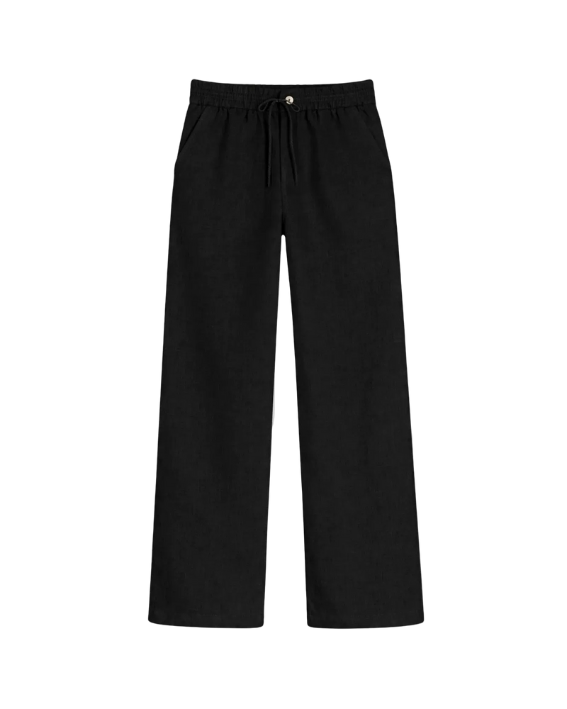 Noirève Black Linen Trousers