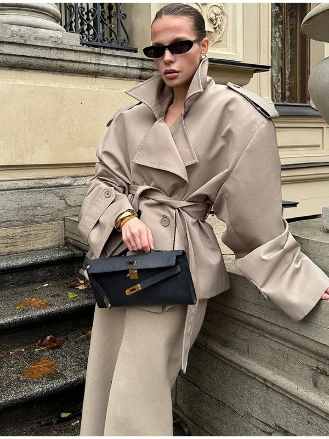 Relaxed Belted Trench Jacket