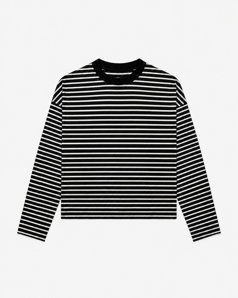 Black Boxy Striped Longsleeve