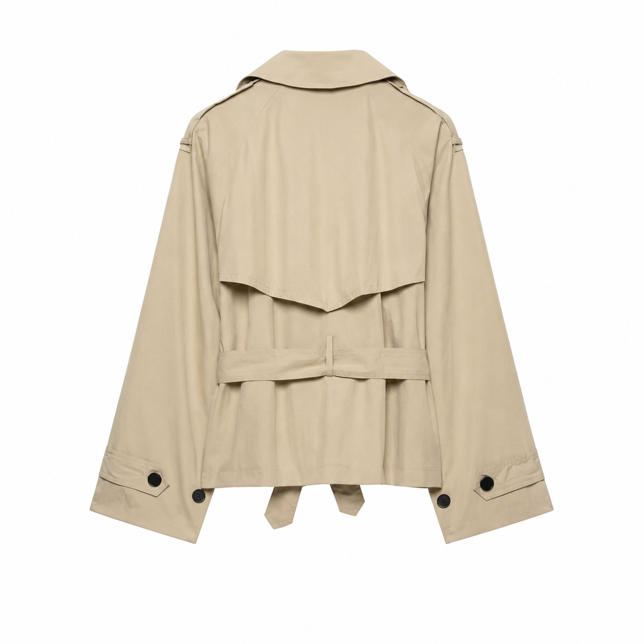Beige Belted Trench Jacket