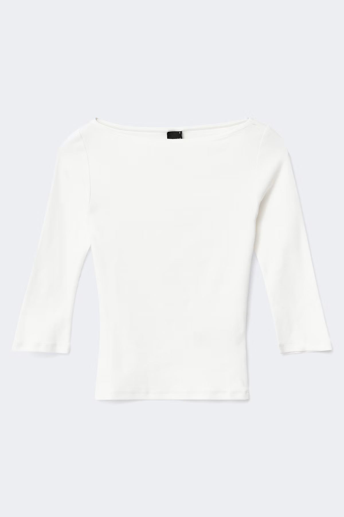 Quarter sleeve boatneck top - White