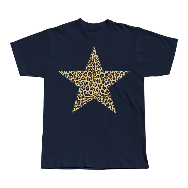 Purple Leopard Star - Navy Tee