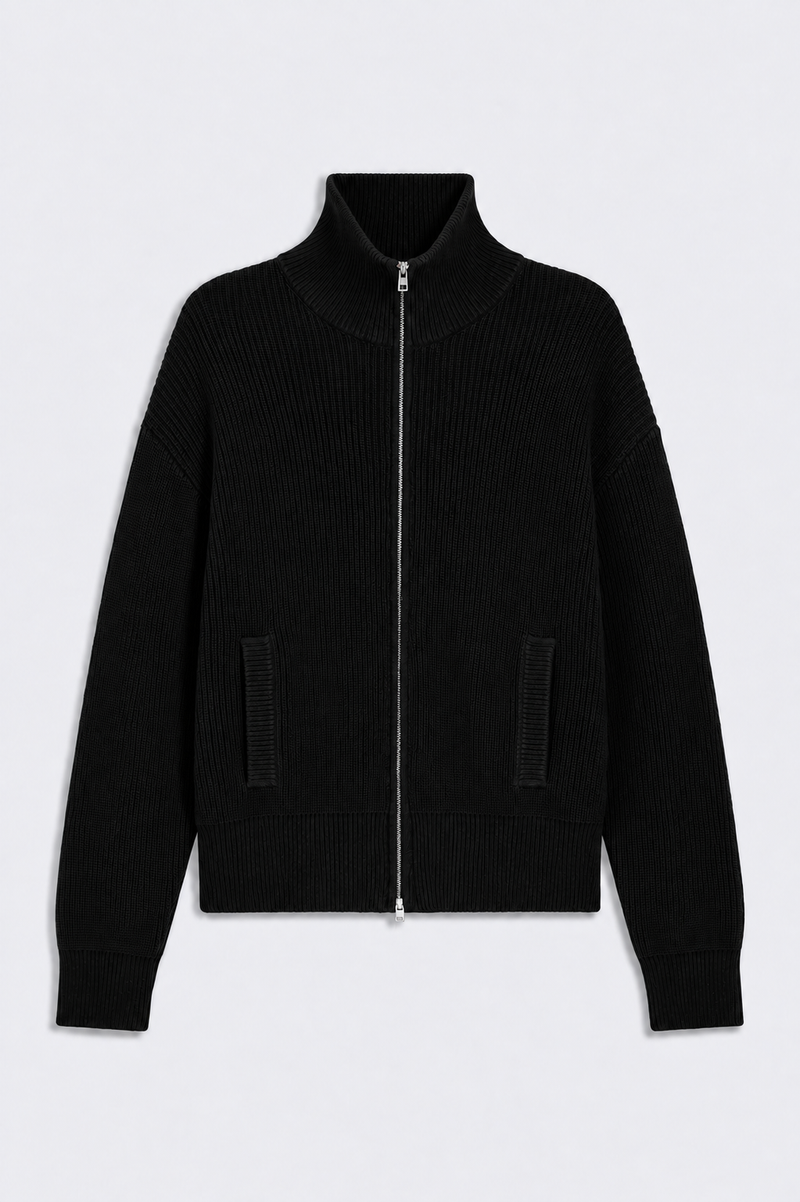Black Knitted Double Zip