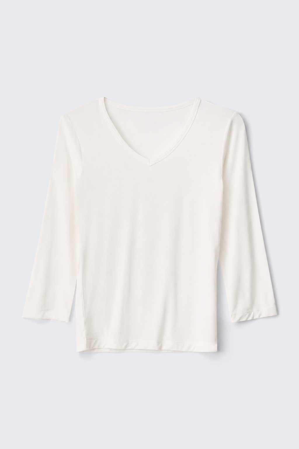 V-neck quarter sleeve top - White