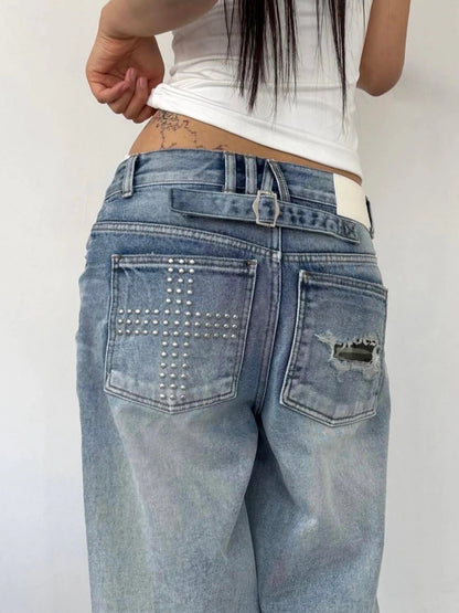 Loose Straight Leg Blue Pants – Jeans
