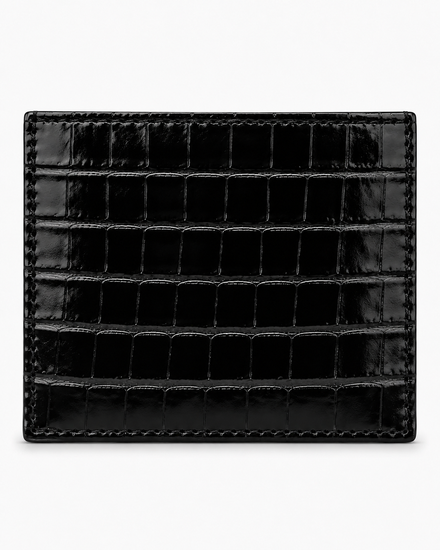 Crocodile Leather Cardholder - Black