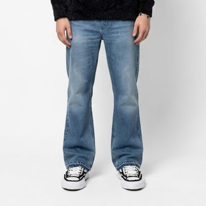 Noireve - Flared Blue Washed Denim Jeans