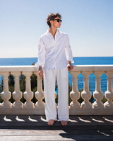Noirève White Linen Trousers