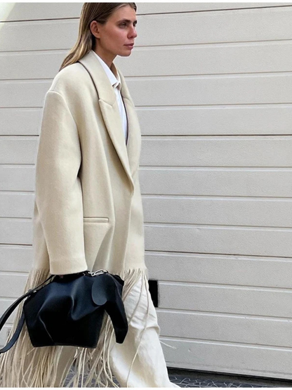 Fringe Hem Long Coat