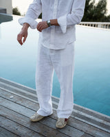 Noirève White Linen Trousers