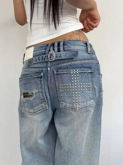 Loose Straight Leg Blue Pants – Jeans