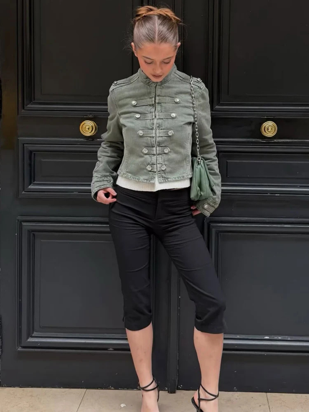 Washed Denim Military Jacket
