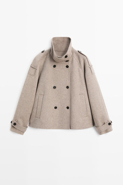 Cropped Trench Coat - Grey