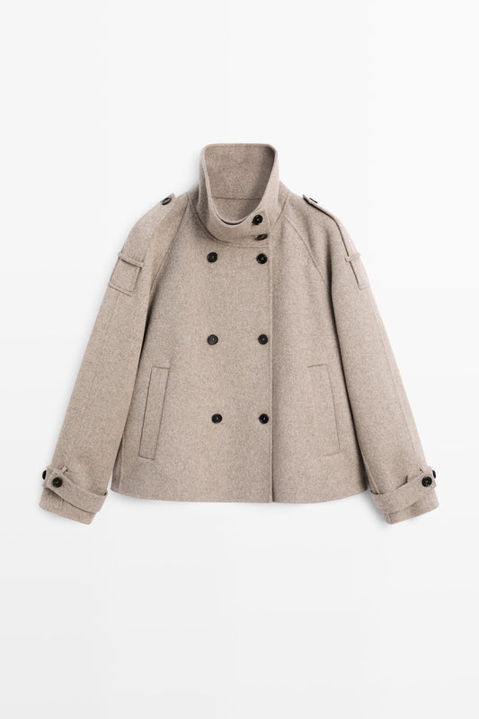 Cropped Trench Coat - Grey