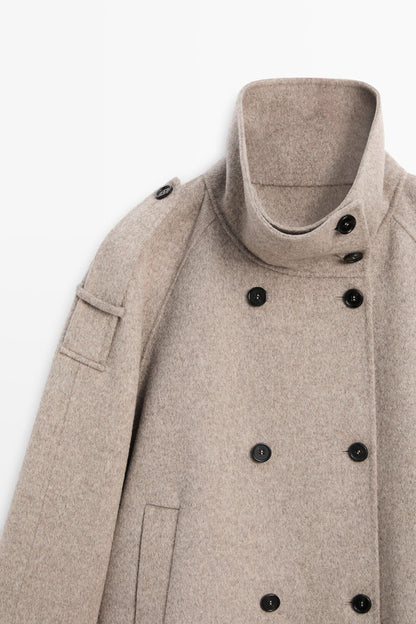 Cropped Trench Coat - Grey