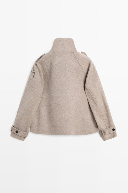 Cropped Trench Coat - Grey