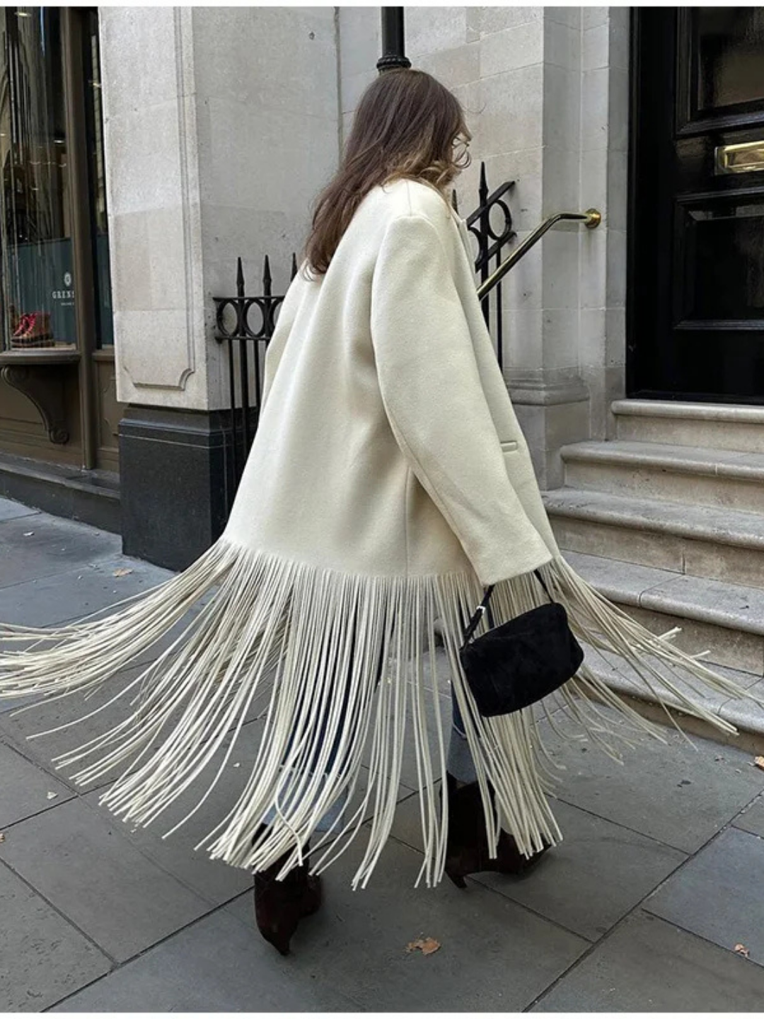 Fringe Hem Long Coat