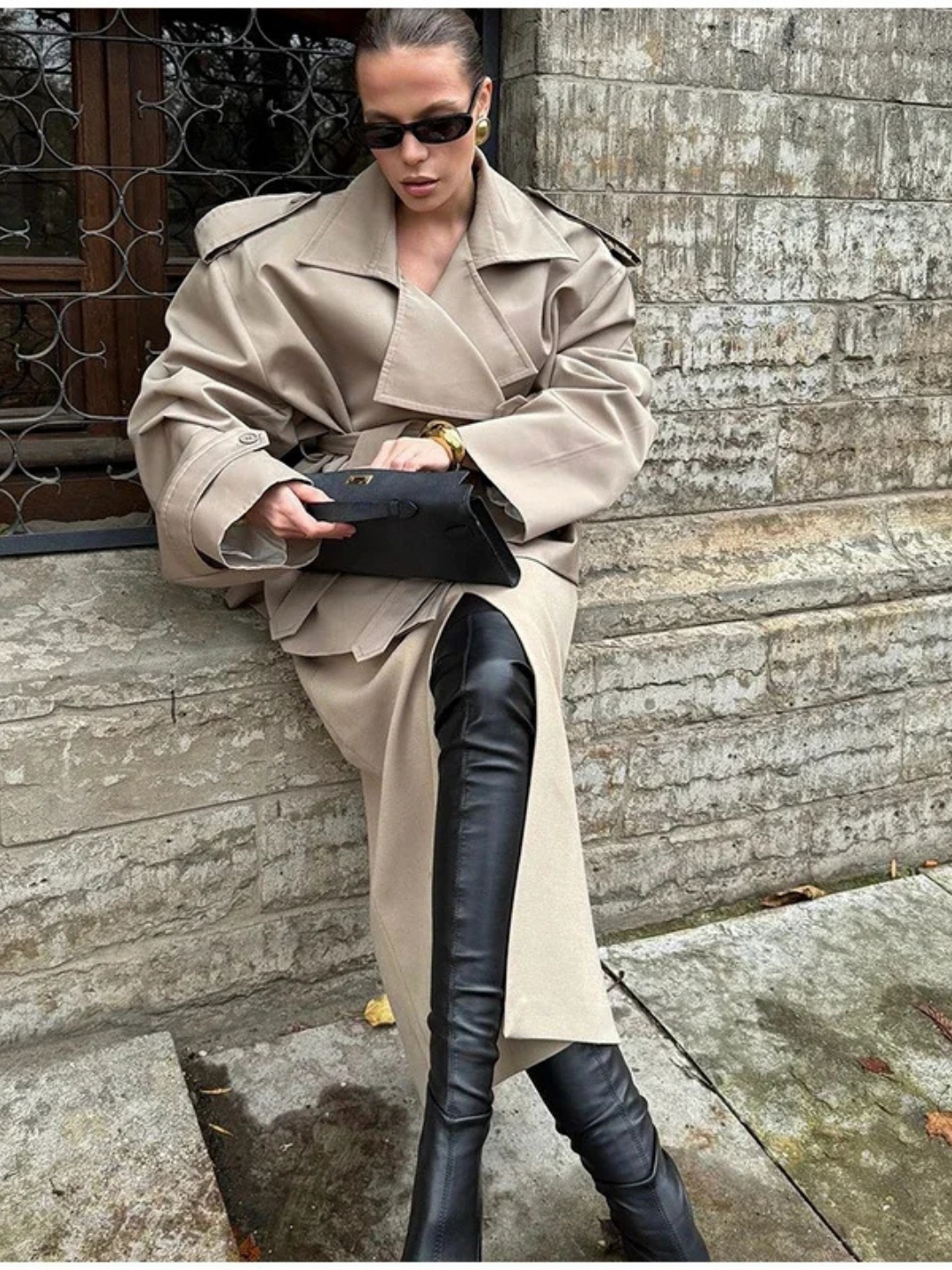 Relaxed Belted Trench Jacket