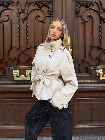 Cropped Double-Breasted Trench