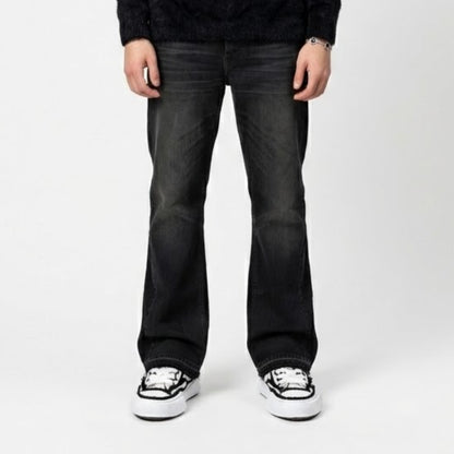 Noireve - Flared Black Washed Denim Jeans
