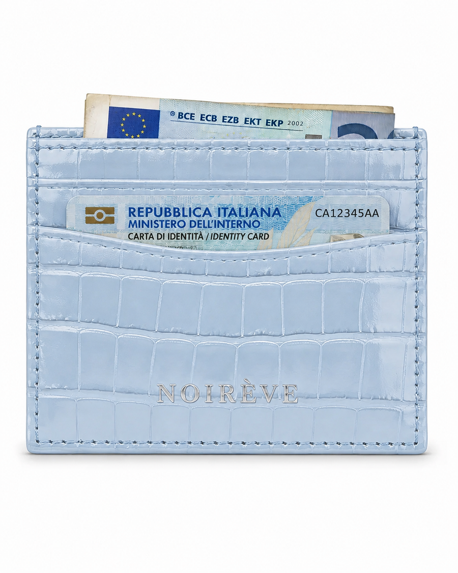 Crocodile Leather Cardholder - Light Blue