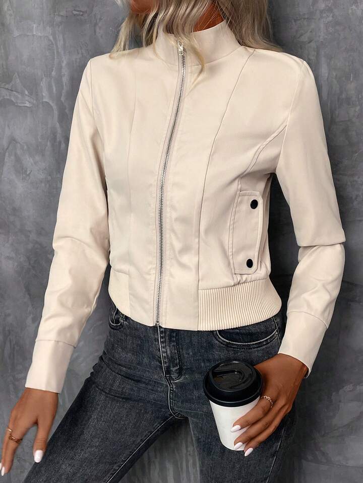 Fitted High-Neck Zip Jacket