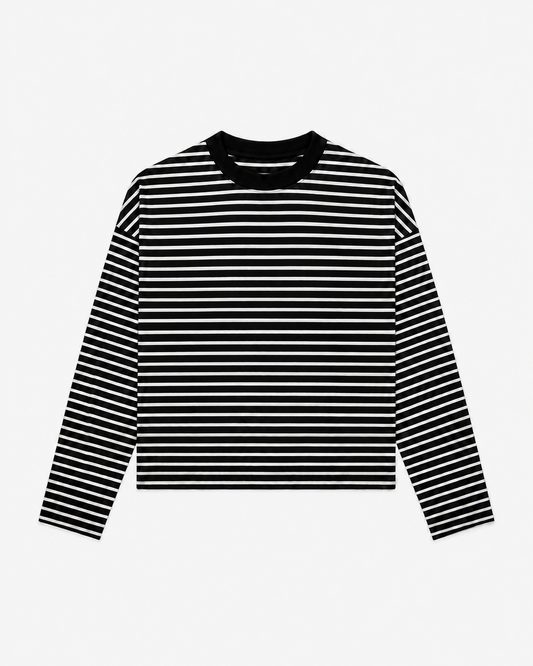 Black Boxy Striped Longsleeve