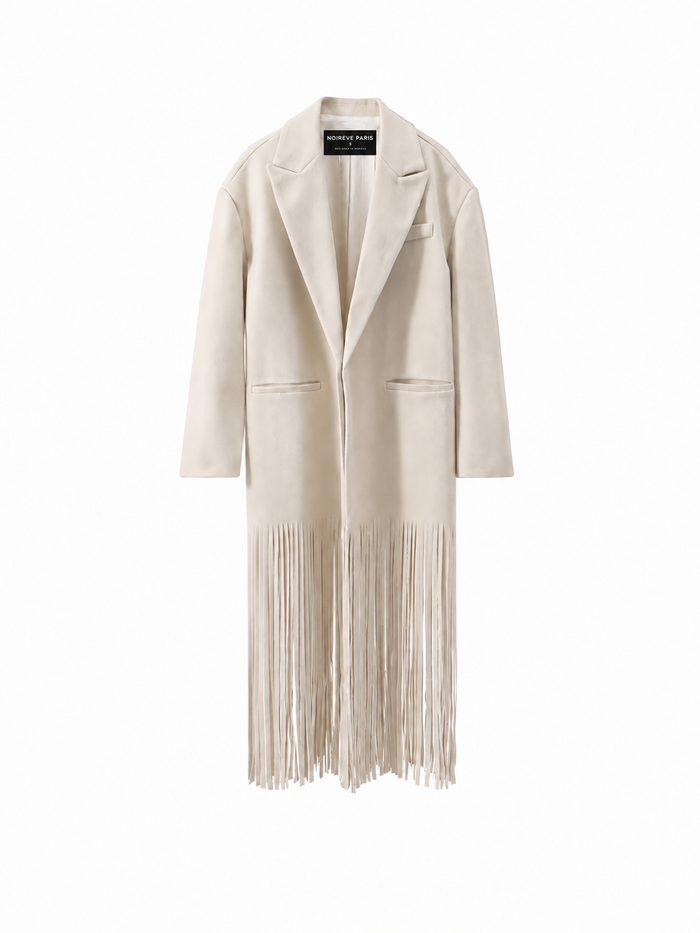 Fringe Hem Long Coat