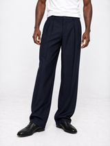 Navy Pleated Trousers