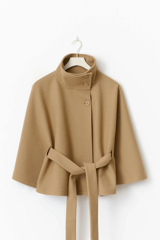 Belted Cape Coat - Beige