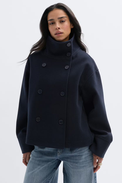 High Neck Short Felt Jacket