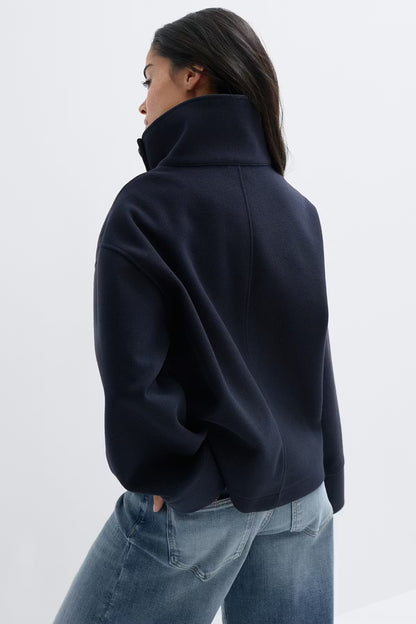 High Neck Short Felt Jacket