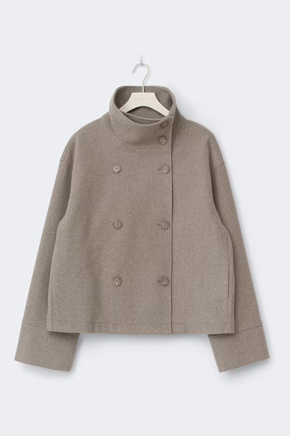 High Neck Short Felt Jacket