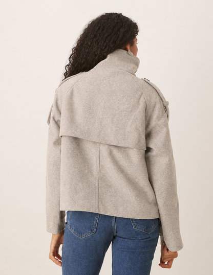 Cropped Trench Coat - Grey