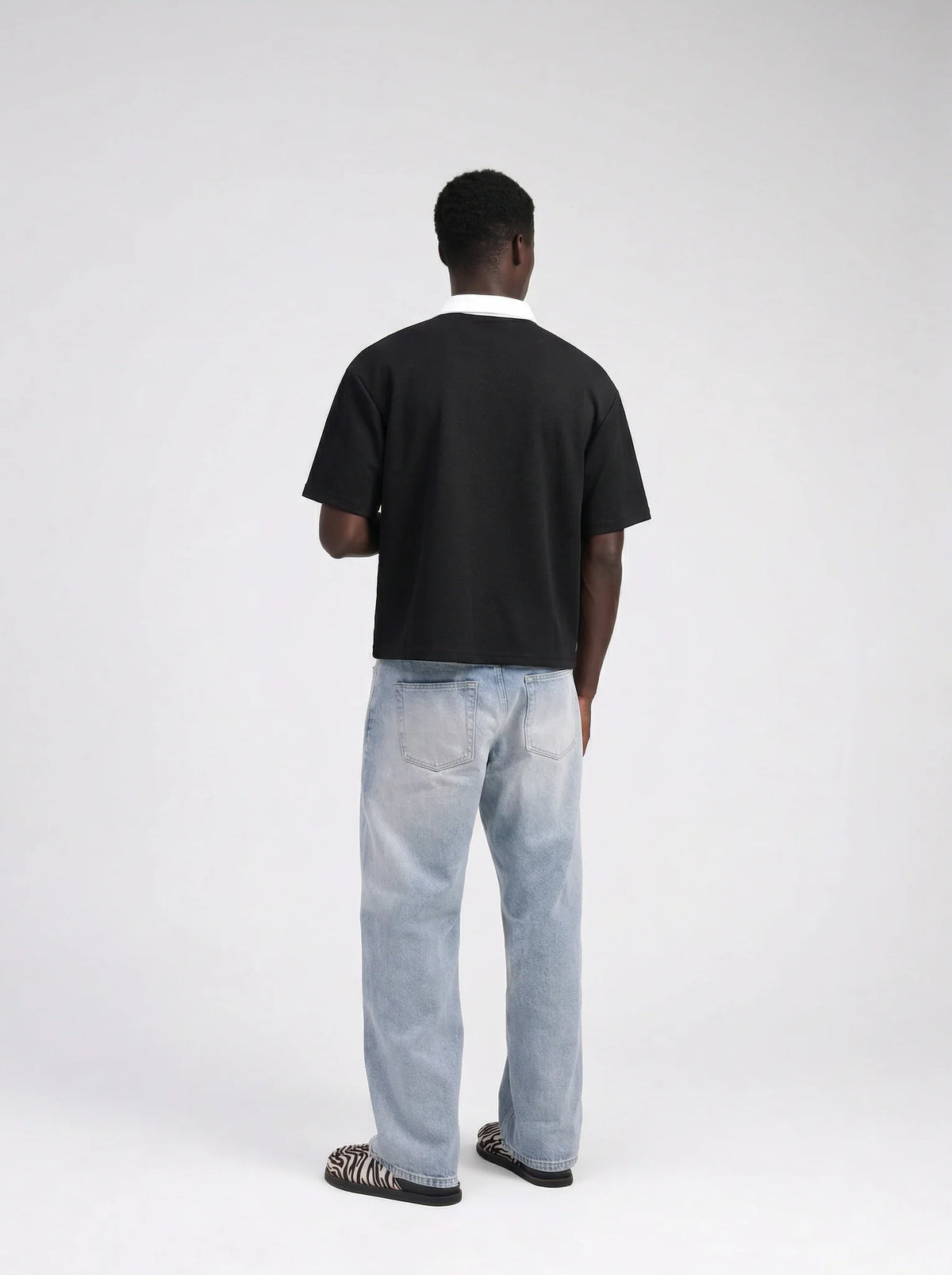 Black & White Boxy Polo Tee