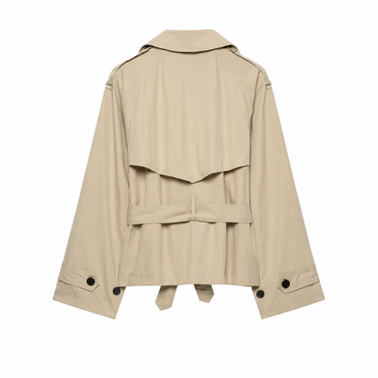 Beige Belted Trench Jacket