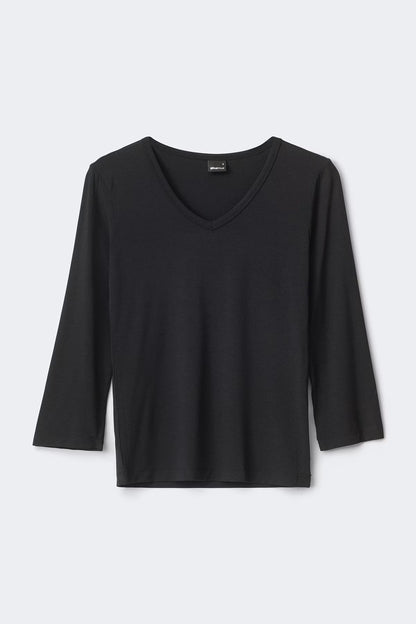 V-neck quarter sleeve top - Black
