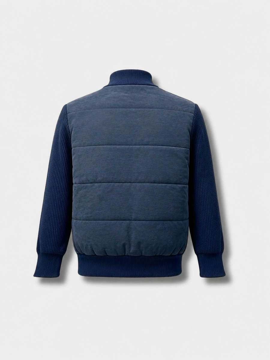 Padded Knit Jacket – Navy Blue