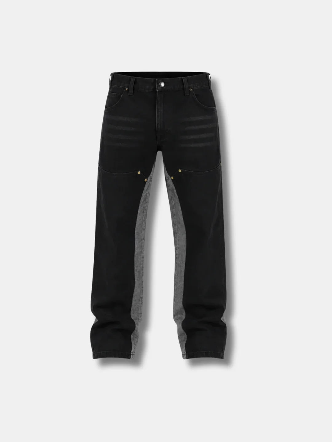 Black Stacked Striped Denim Jeans