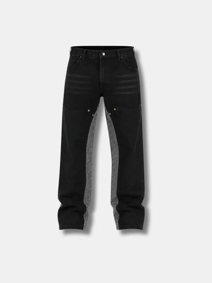 Black Stacked Striped Denim Jeans