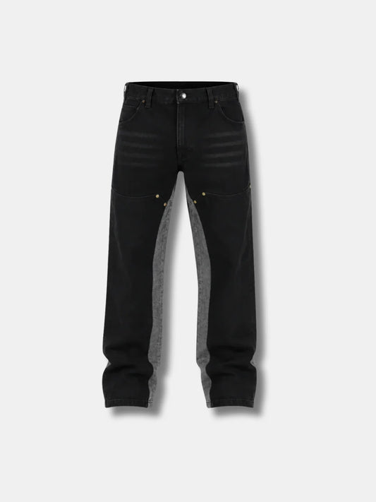 Black Stacked Striped Denim Jeans