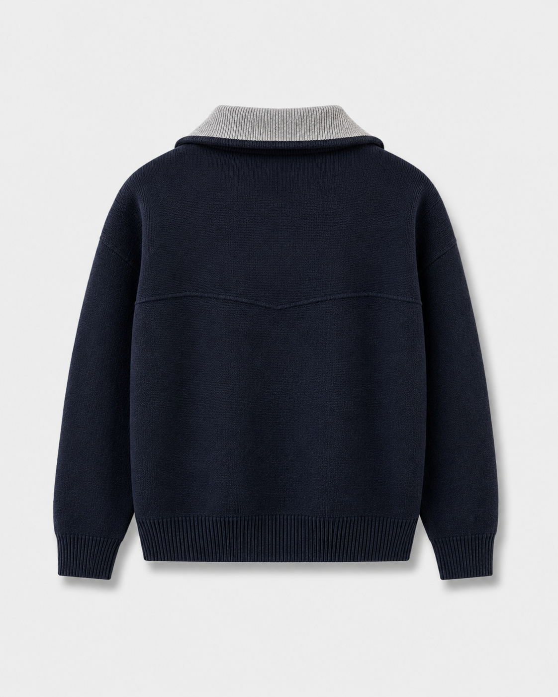 Noireve – Contrast Collar Knit Zip-Up