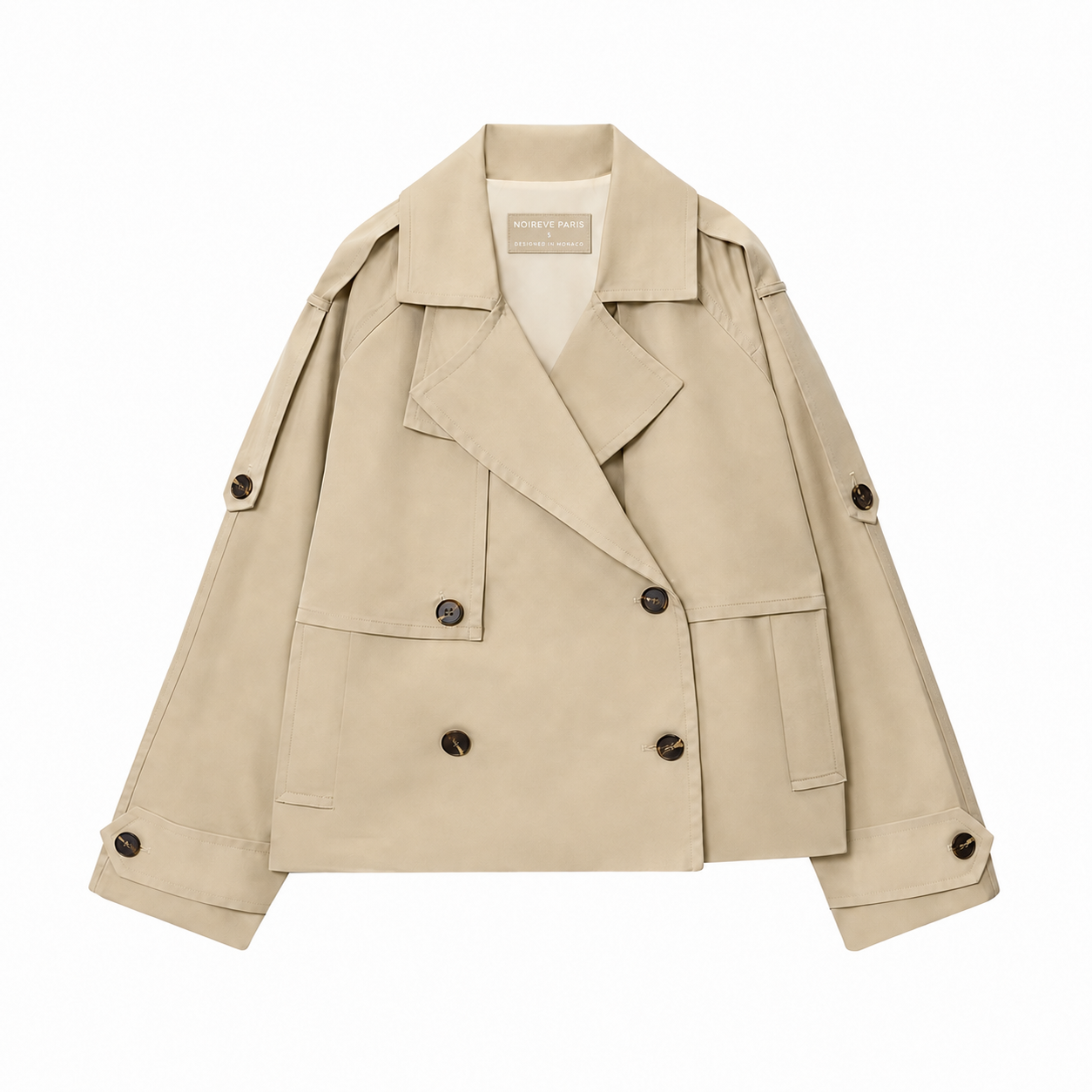 Beige Cropped Trench Jacket