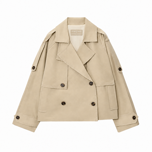 Beige Cropped Trench Jacket