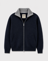 Noiréve – Contrast Collar Knit Zip-Up