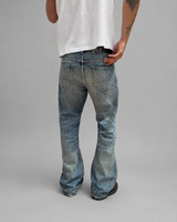 Distressed Washed Bootcut Jeans