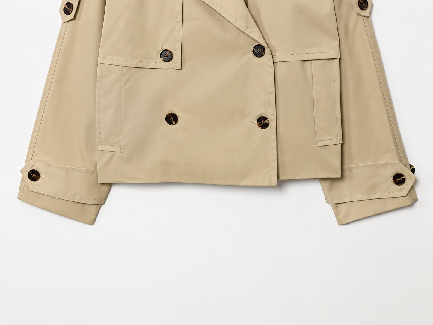 Beige Cropped Trench Jacket