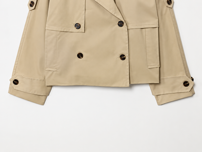 Beige Cropped Trench Jacket