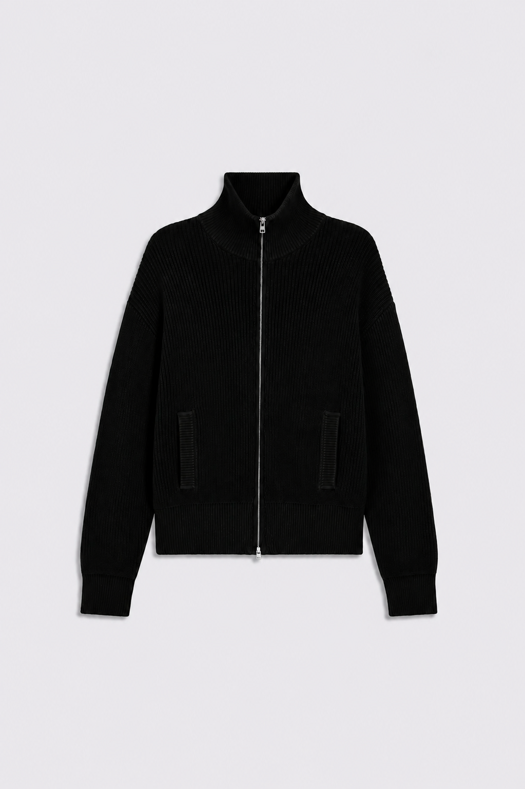 Black Knitted Double Zip