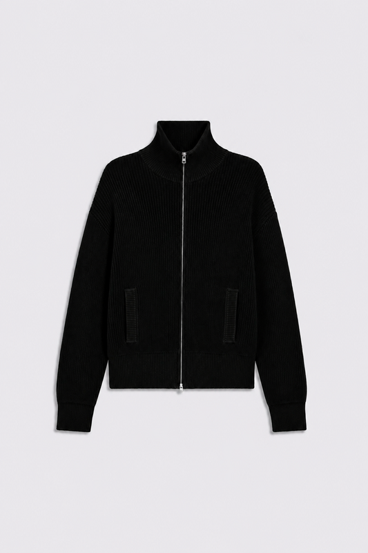 Black Knitted Double Zip